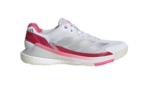 Adidas Crazyquick Boost Women Padel Shoes (Cloud White/Silver Metallic/Lucid Pink)