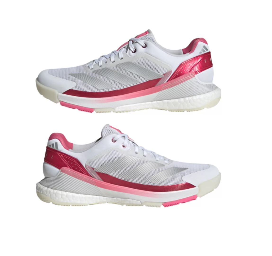 Adidas Crazyquick Boost Women Padel Shoes (Cloud White/Silver Metallic/Lucid Pink)