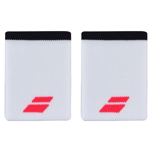 Babolat Logo Jumbo Wristbands (2-Pack, White/Strike Red)