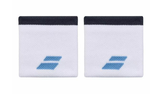 Babolat Logo Wristbands (2-pak, White/Drive Blue)