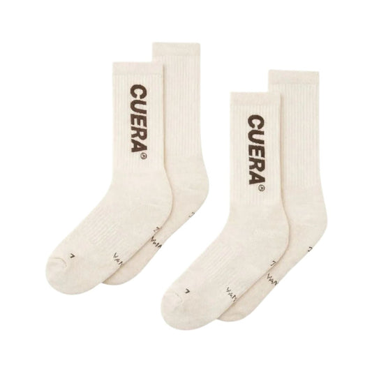 Cuera Padel Socks (2-Pack, Off-White/Dark Brown)