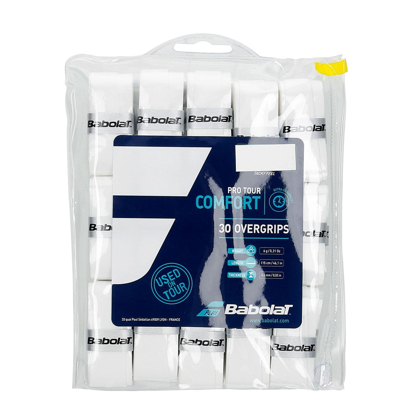 Babolat Pro Tour Overgrip (White, 30 pack)