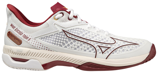 Mizuno Wave Exceed Tour 5 AC Damen Padelschuhe (Weiß/Cabernet/Papyrus)