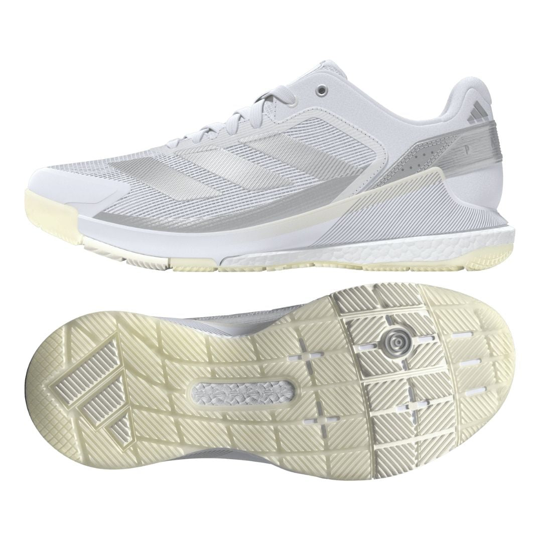 Adidas Crazyquick Boost Women Padel Shoes (Cloud White/Silver Metallic/Zero Metallic)