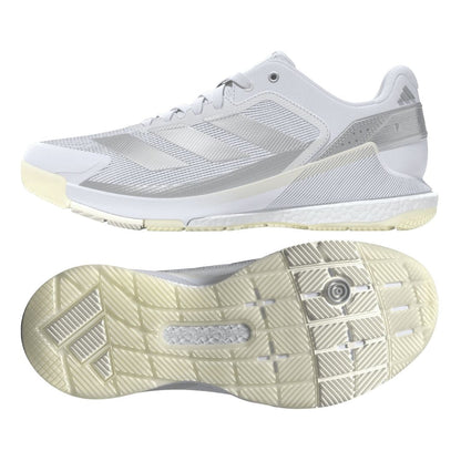 Adidas Crazyquick Boost Women Padel Shoes (Cloud White/Silver Metallic/Zero Metallic)