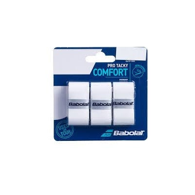 Babolat Pro Tacky Overgrip (White, 3-Pack)