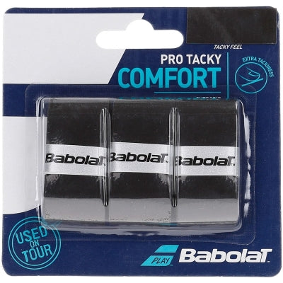 Babolat Pro Tacky Overgrip (Black, 3-Pack)