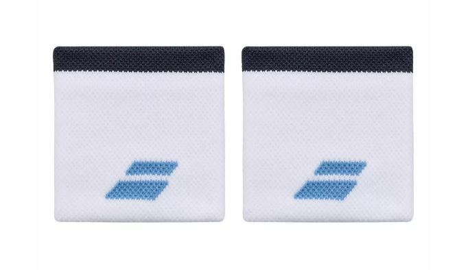 Babolat Logo Wristbands (2-pak, White/Drive Blue)