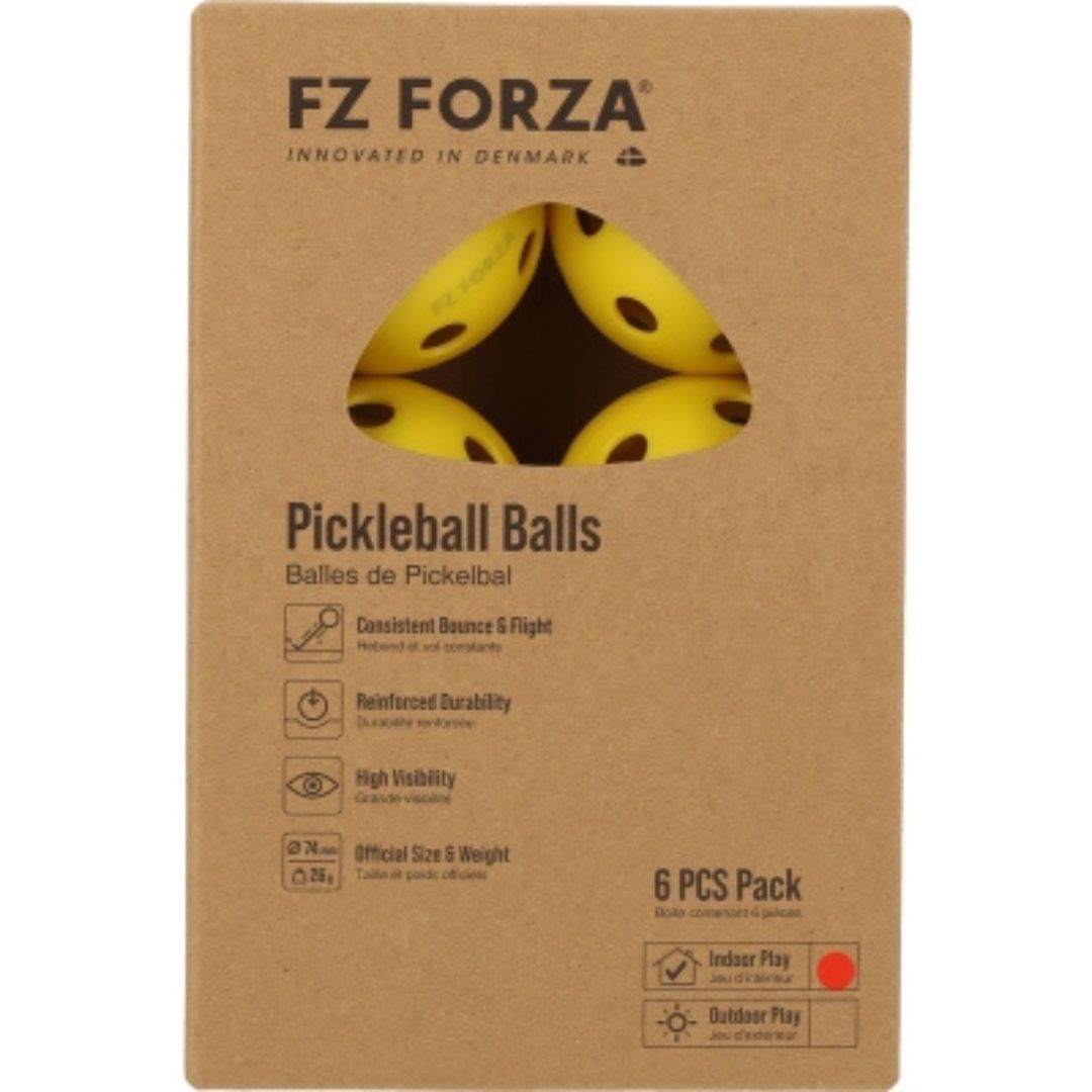 FZ FORZA Indoor Pickleball Balls 26 Holes Yellow (6 Balls)