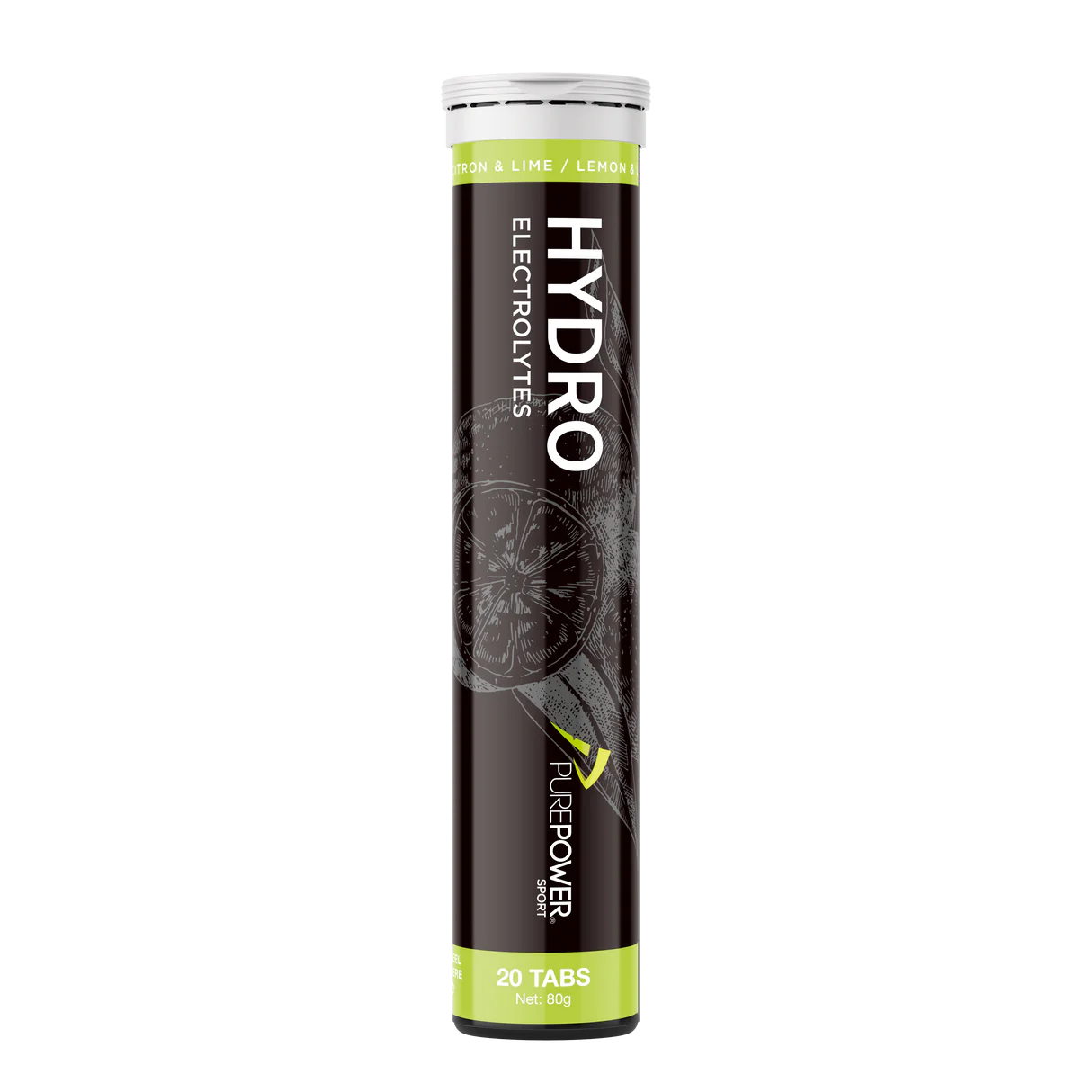 PurePower Hydrotabs Electrolytes Lemon/Lime Flavor (1 tube with 20 tablets)
