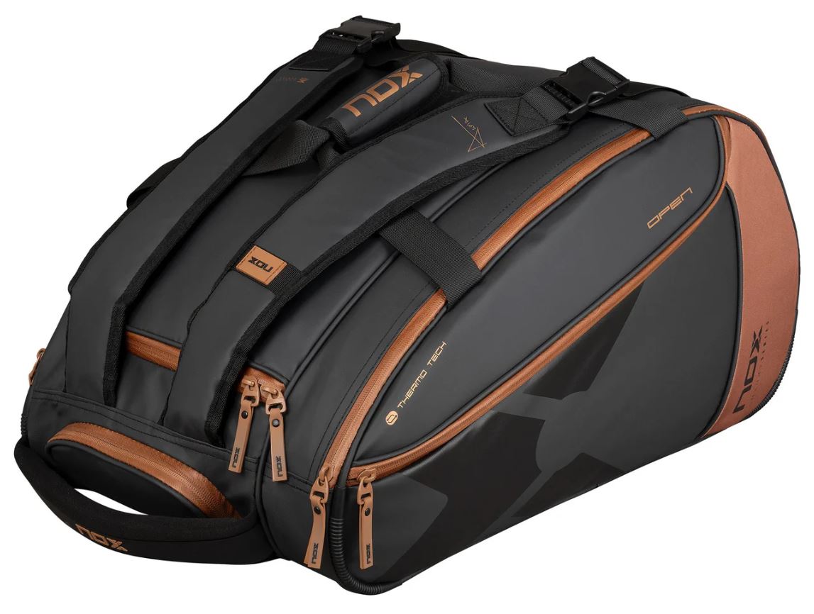 Nox Luxury Open Series Padel Bag (Black/Brown) - Mypadellife.com