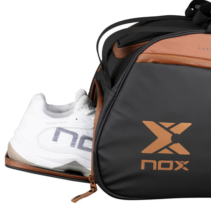 Nox Luxury Open Series Padel Bag (Black/Brown) - Mypadellife.com