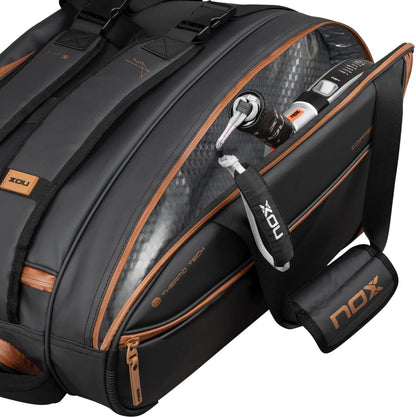 Nox Luxury Open Series Padel Bag (Black/Brown) - Mypadellife.com