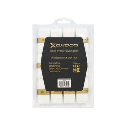 Oxdog Gold Sticky Overgrips 12 pack White