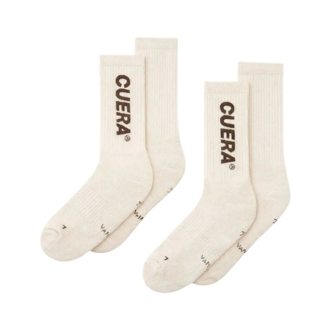Cuera Padel Socks (2-Pack, Off-White/Dark Brown)