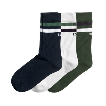 Björn Borg Classic Crew Sock (3-Pack, White/Green/Navy Blue)