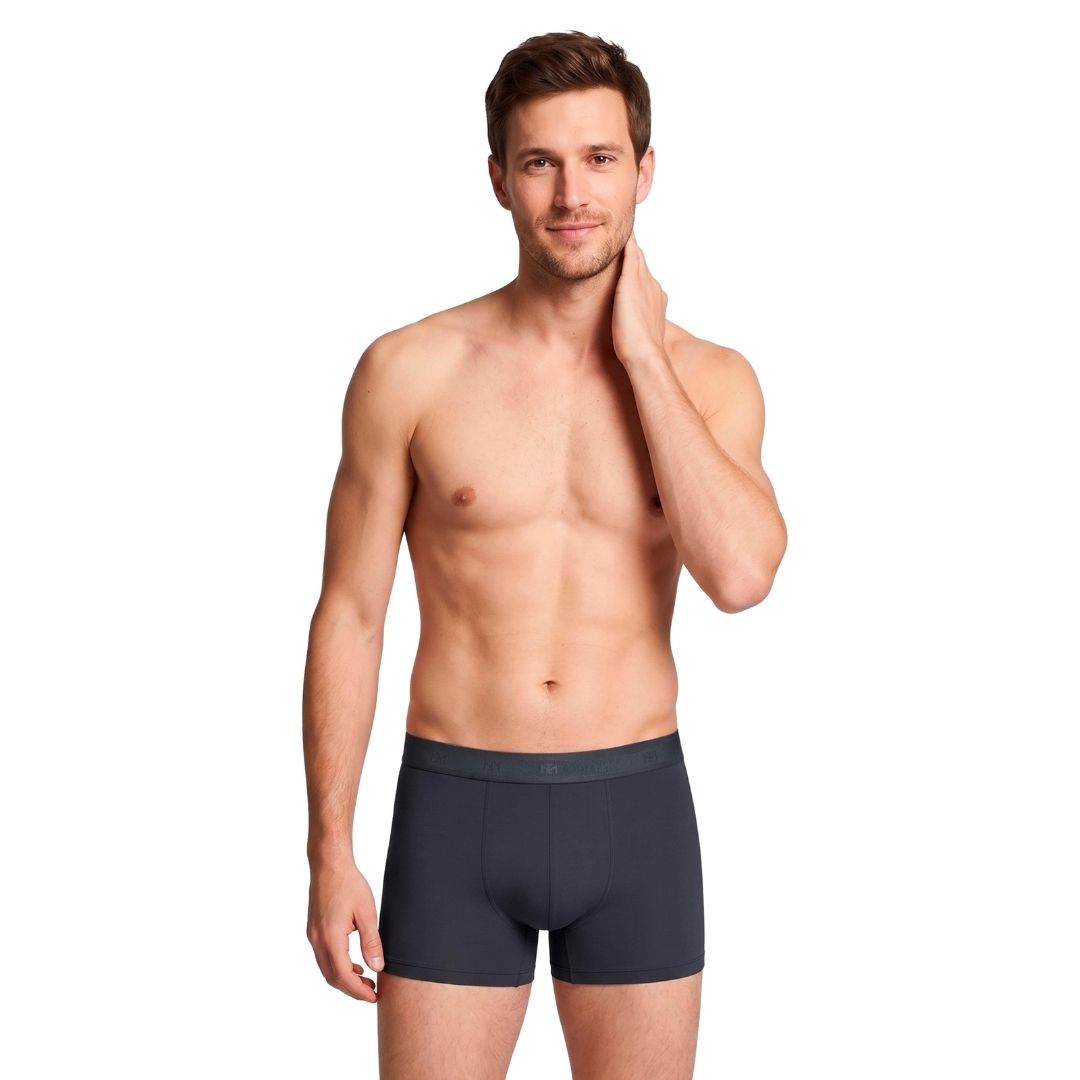 Impetus Plain Boxer Shorts (2-Pack, Grey+Navy Blue)