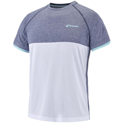 Babolat Play Crew Neck T-shirt (White/Blue Hthr)