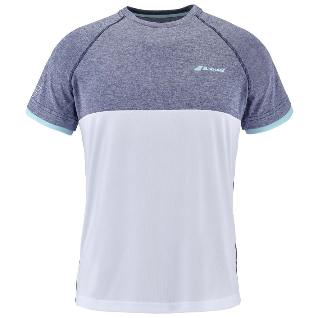 Babolat Play Crew Neck T-shirt (White/Blue Hthr)