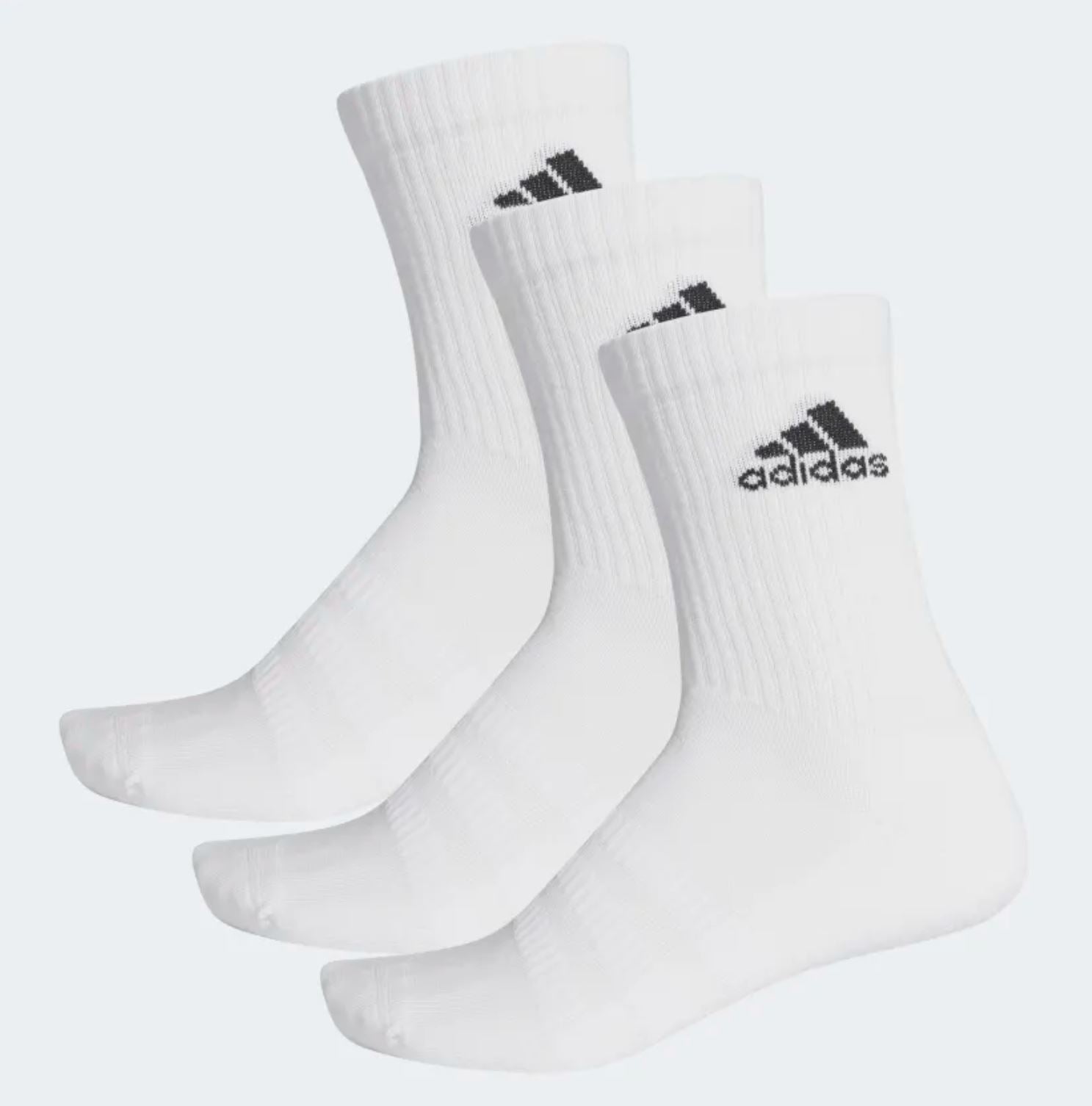 Adidas Cushioned Crew Socks (3-Pack, White)