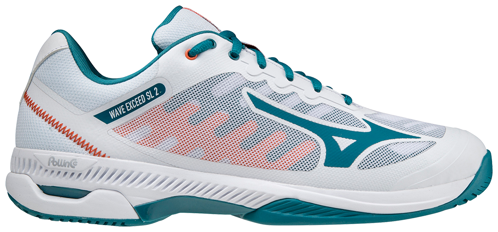 Mizuno Wave Exceed SL 2 (AC) Padel Shoes (White/Harborblue/Firecracker)