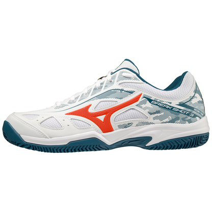 Mizuno Breakshot 3 CC Padel Shoes (Unisex, White/Red/Turquoise)