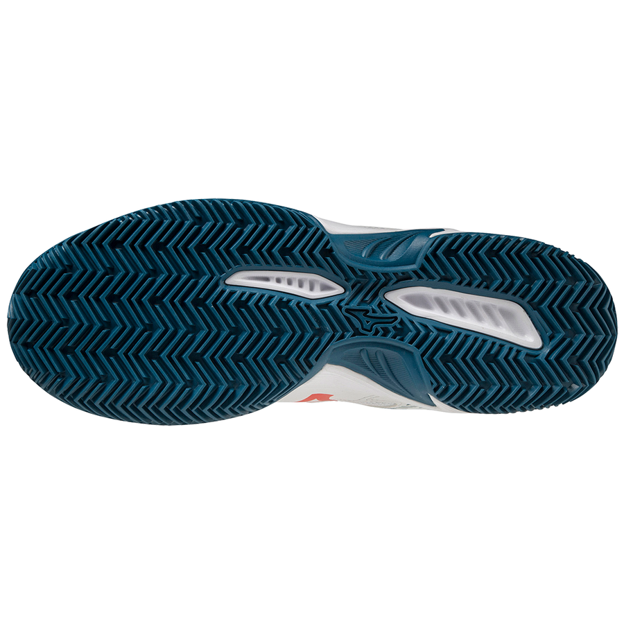 Mizuno Breakshot 3 CC Padel Shoes (Unisex, White/Red/Turquoise)
