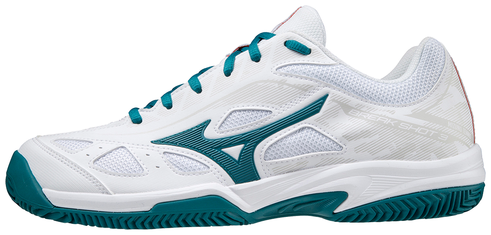 Mizuno Breakshot 3 CC Padel Shoes (Unisex, White/Turquoise)