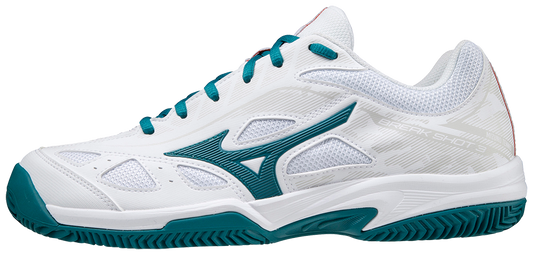 Mizuno Breakshot 3 CC Padel Shoes (Unisex, White/Turquoise)