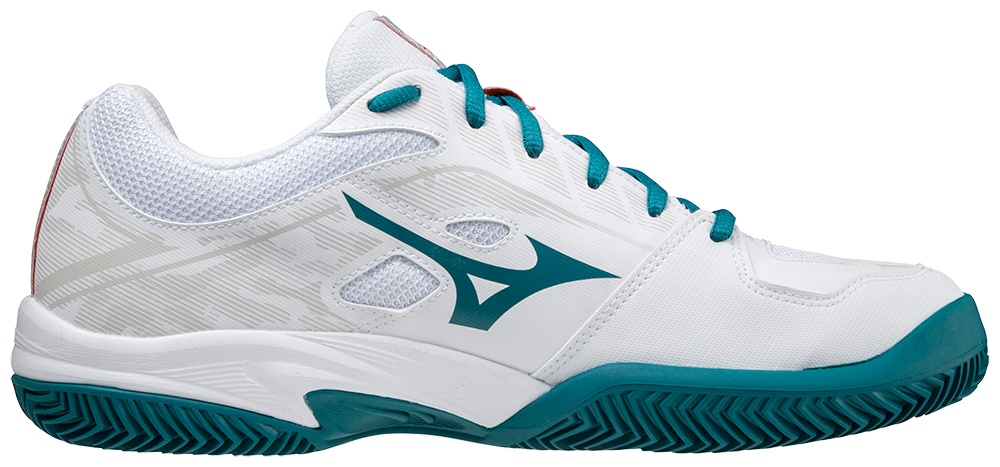 Mizuno Breakshot 3 CC Padel Shoes (Unisex, White/Turquoise)