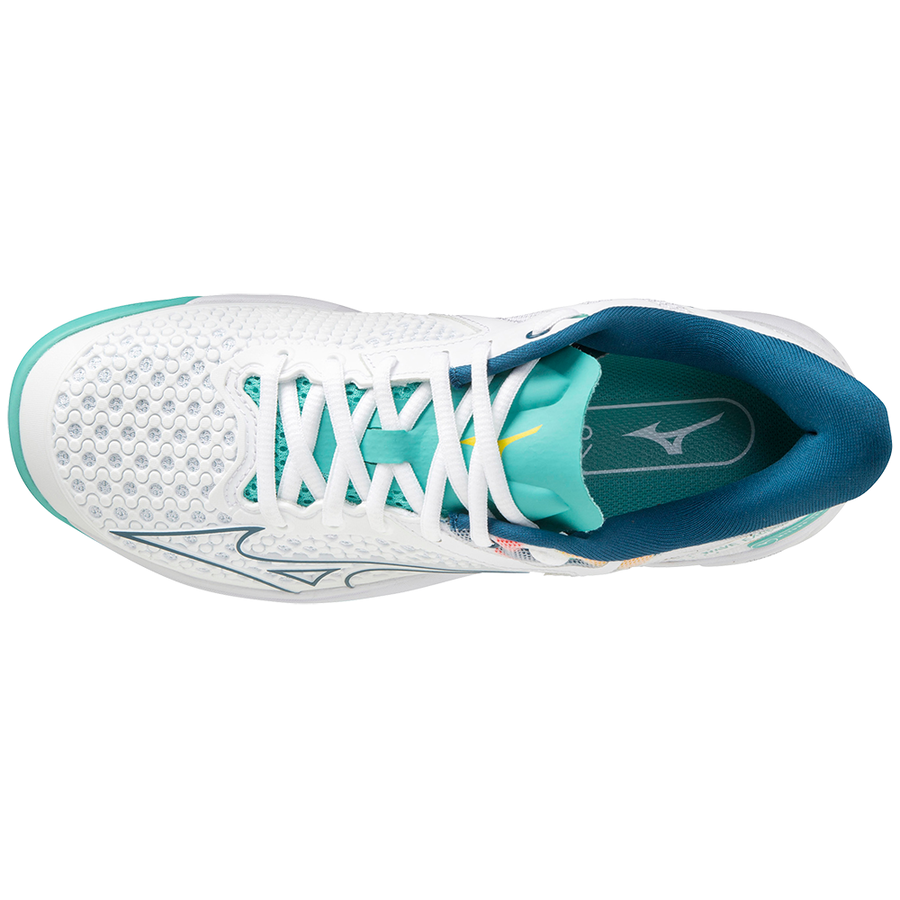 Mizuno Wave Exceed Tour 5 CC Womens Padel Shoes (White/Turquoise)