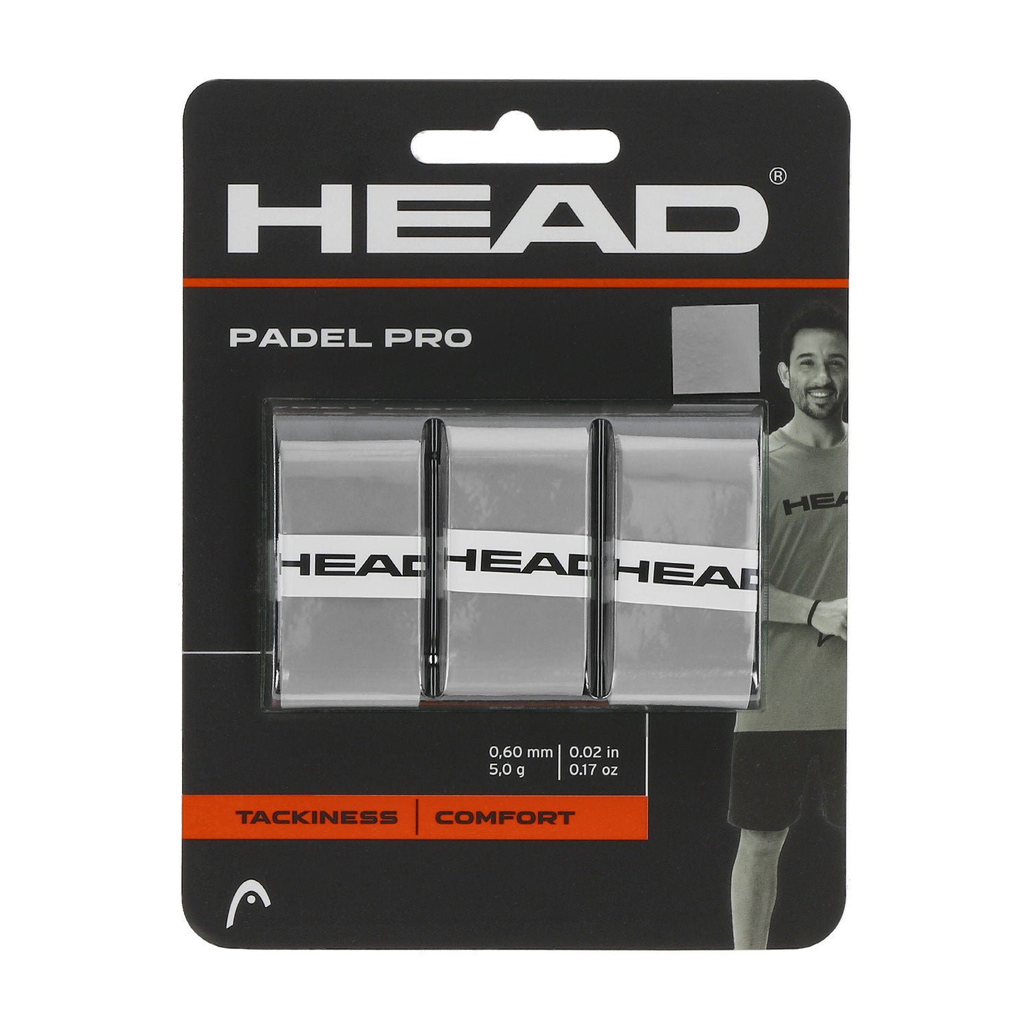Head Padel Pro Overgrip (3-Pack, Grey)